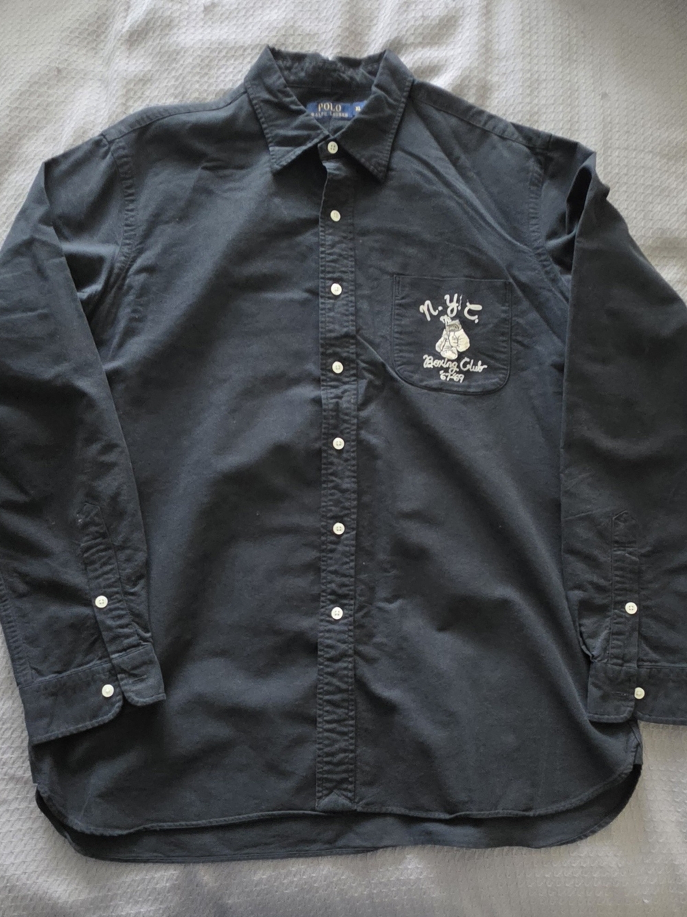 Polo by Ralph Lauren Black Long-Sleeve Button-Down with Chest Pocket Embroidery